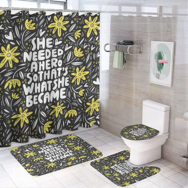 Feminism Flora Lettering on a shower curtain