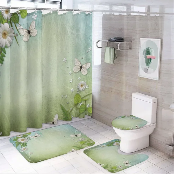 Flowers and Butterflies on a shower curtain