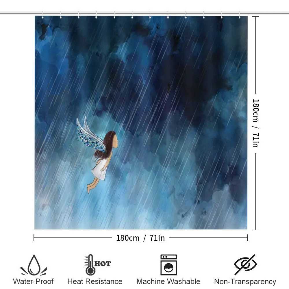 Flying Girl Rainy Sky — Detail 2