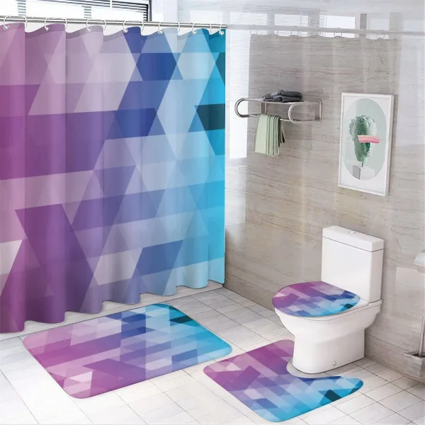 Fuchsia and Aqua Tones Art on a shower curtain