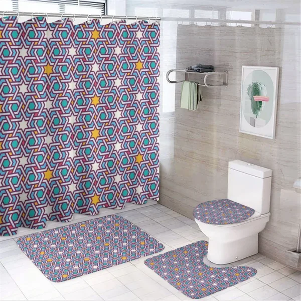 Geometric Stars Lines on a shower curtain