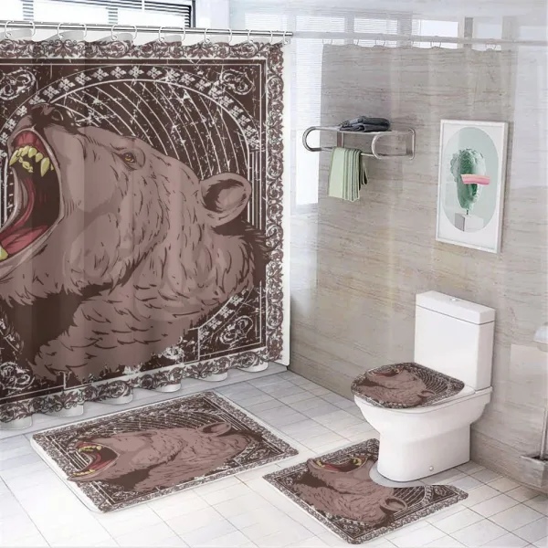 Growling Grizzly Bear on a shower curtain