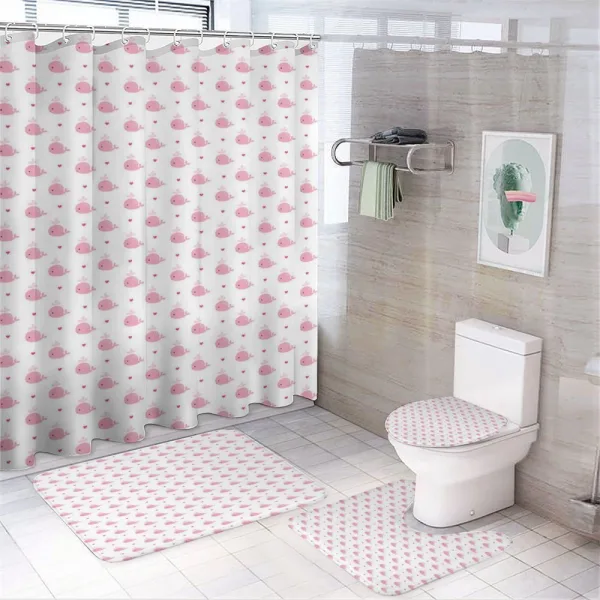 Hearts and Whales Love on a shower curtain