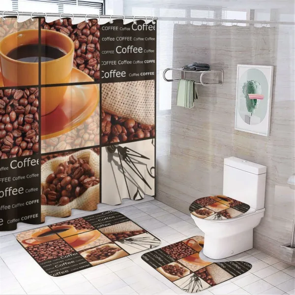 Hot Beverage Orange Cup on a shower curtain