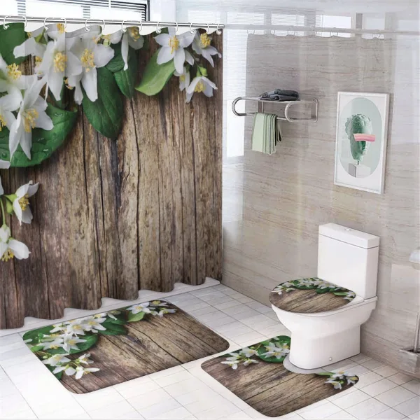 Jasmine Flower Retro on a shower curtain