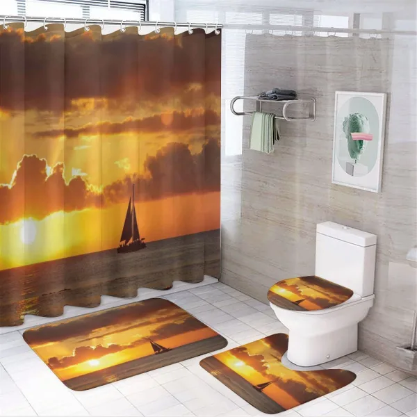Ocean Boat Freedom Theme on a shower curtain