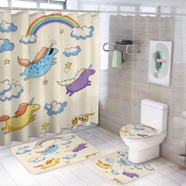 Pastel Flying Pony Art on a shower curtain
