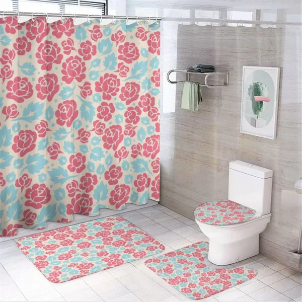 Retro Rose Buds on a shower curtain