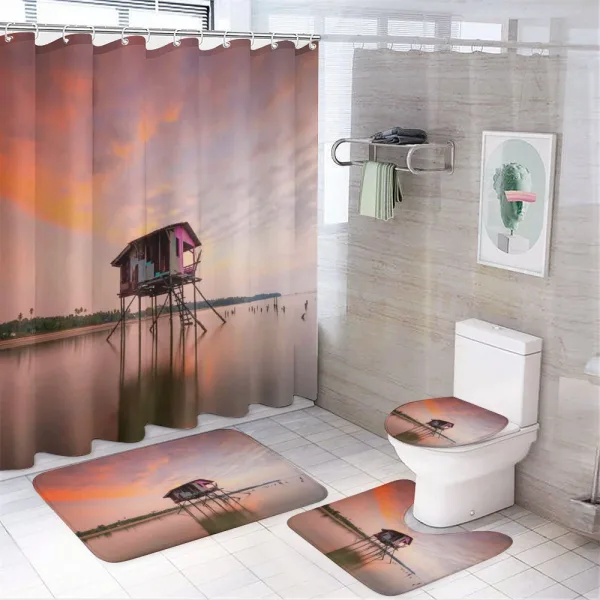 Sunset Ocean Twilight on a shower curtain