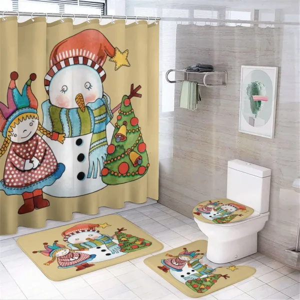 Toy Snowman Tree on a shower curtain