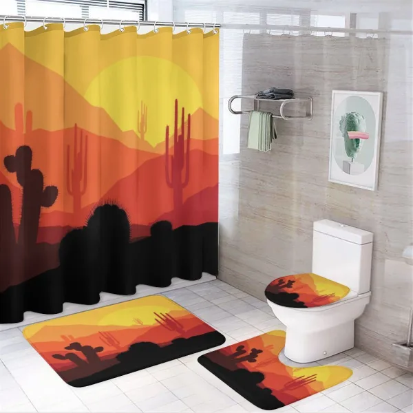 Western Cactus Silhouettes on a shower curtain