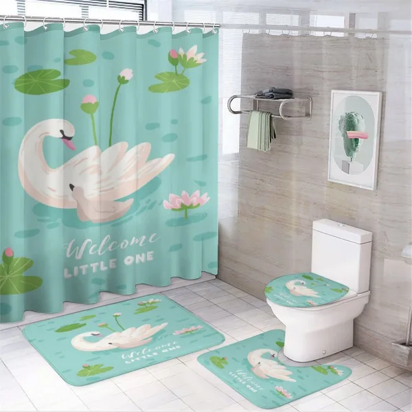 Baby Swan Welcoming on a shower curtain