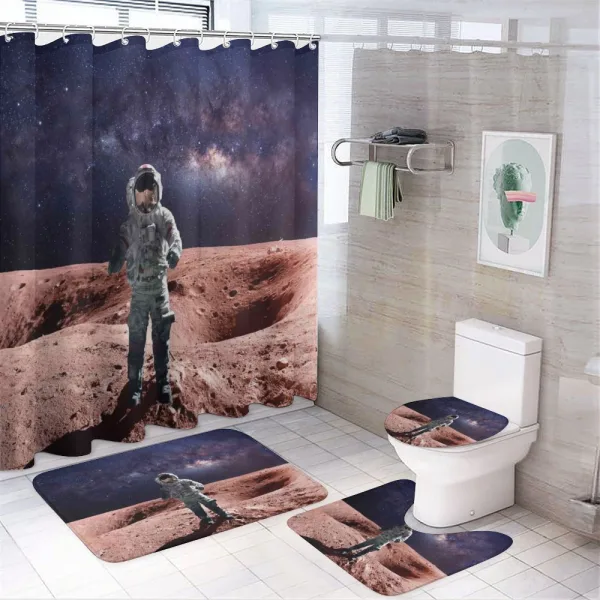 Brave Astronaut on Mars Art on a shower curtain