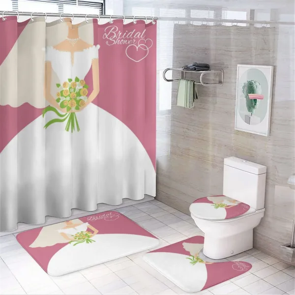 Bride in White Dress on a shower curtain