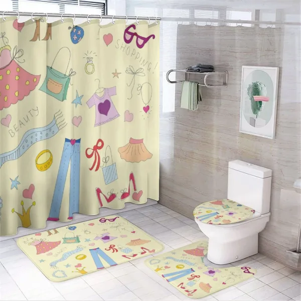 Doodle Items on a shower curtain
