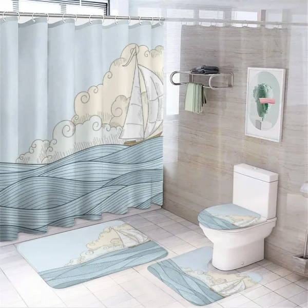 Doodle Style Ocean on a shower curtain
