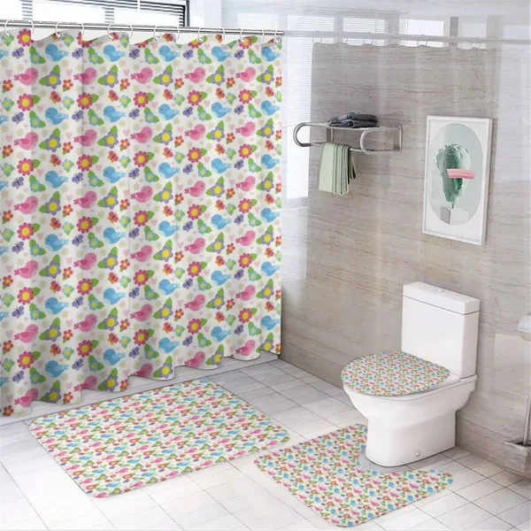 Floral Nature Birds on a shower curtain
