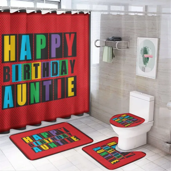 Funky Happy Birthday Auntie on a shower curtain
