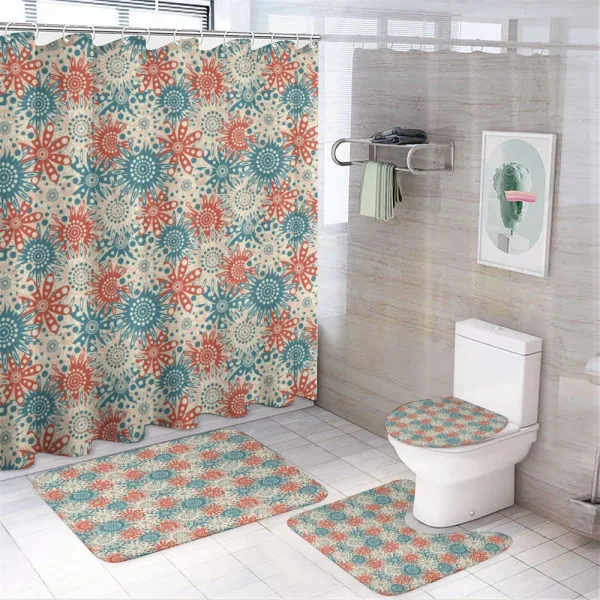 Hippie Floral Art on a shower curtain