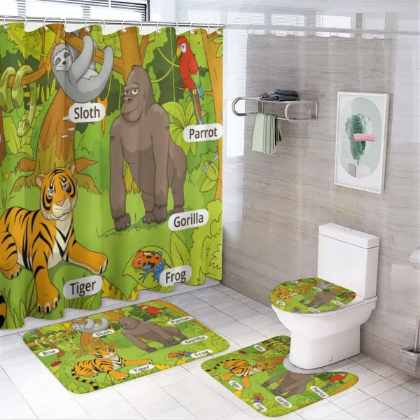 Jungle Fauna Zoo on a shower curtain