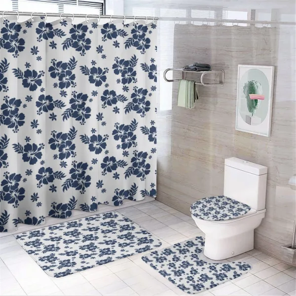 Monochrome Flower Art on a shower curtain
