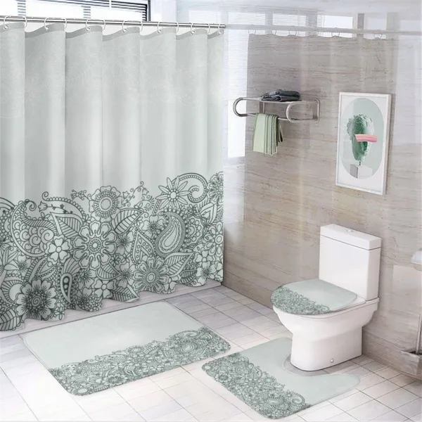 Outline Wildflowers and Leaves on a shower curtain