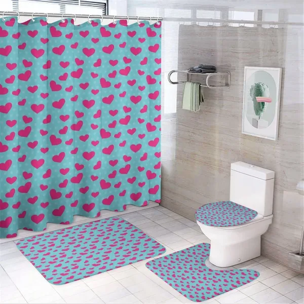 Pink Heart on Polka Dots on a shower curtain