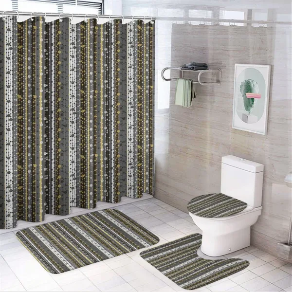 Retro Revival Line Art on a shower curtain