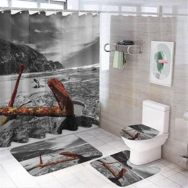 Rusty Vintage Beach on a shower curtain