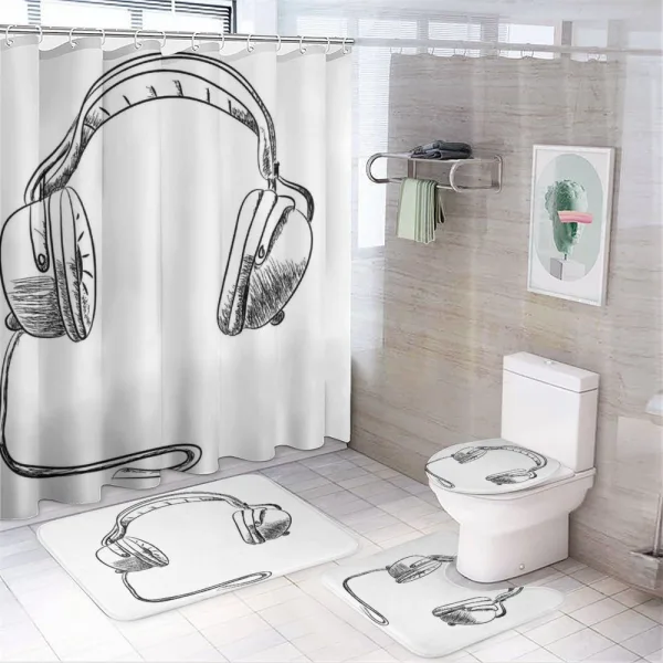 Sketchy DJ Headphones on a shower curtain