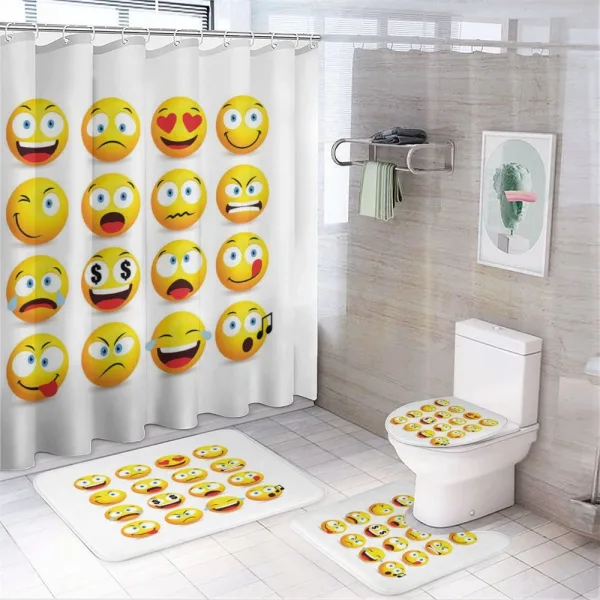 Smiley Faces Composition on a shower curtain