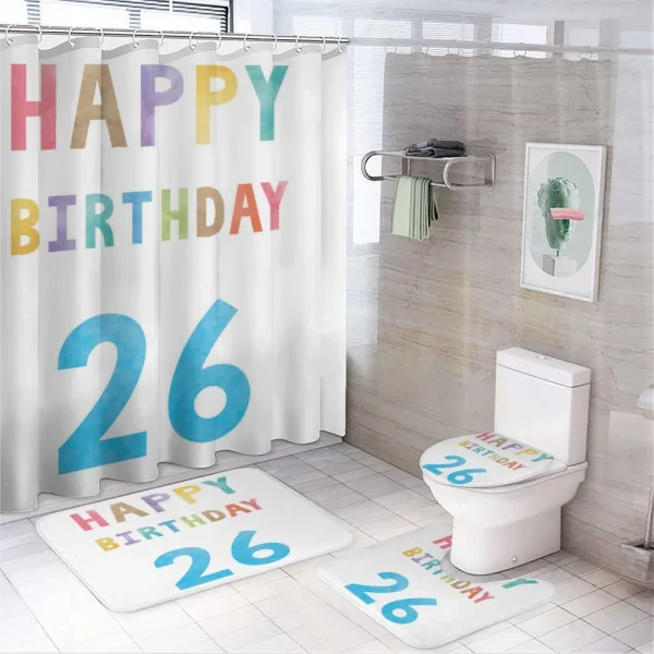 Soft Celebration Sign on a shower curtain