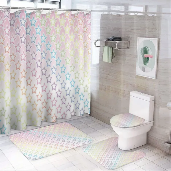 Stars in Rainbow Colors on a shower curtain