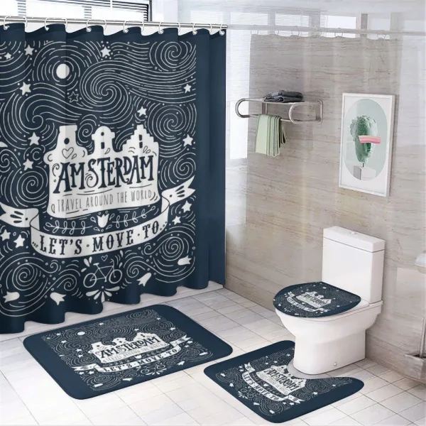 Travel Words with Stars on a shower curtain