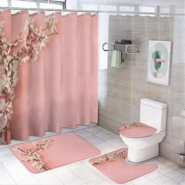 Tree on Pastel Pink on a shower curtain