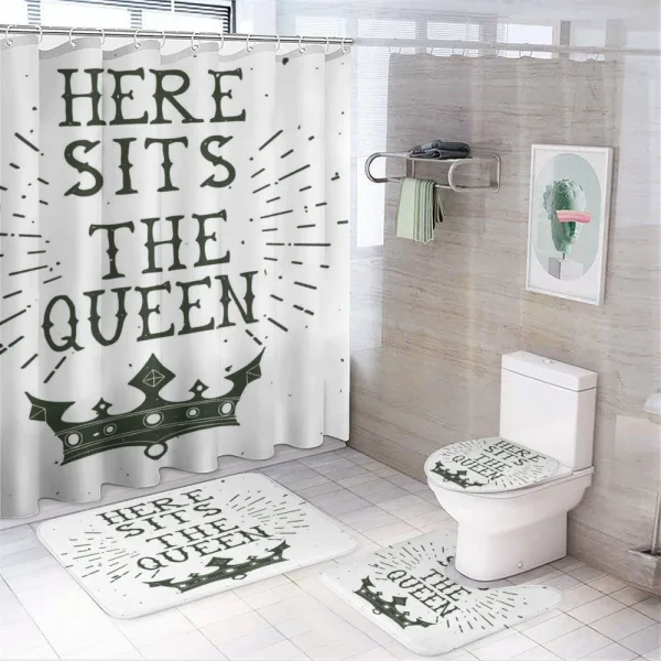 Vintage Words and Crown on a shower curtain