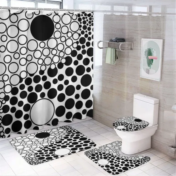 Abstract Retro Dots on a shower curtain