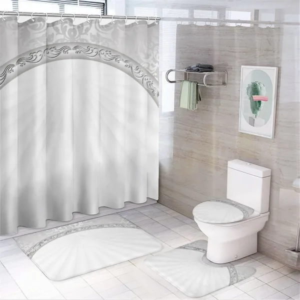 Abstract Retro Ornaments on a shower curtain