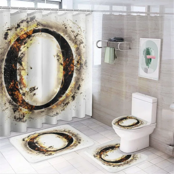Alphabet on Fire Hot O on a shower curtain