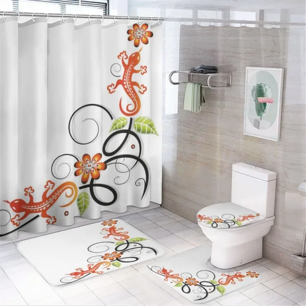 Baby Lizard and Flower on a shower curtain
