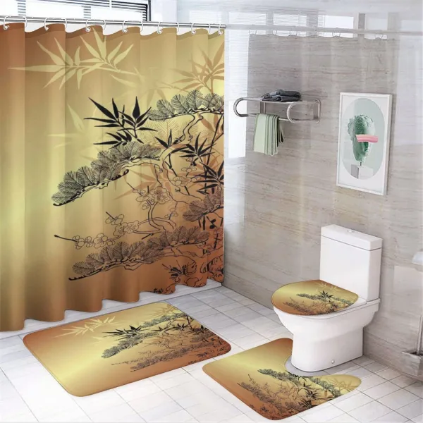 Bamboo Motifs on a shower curtain