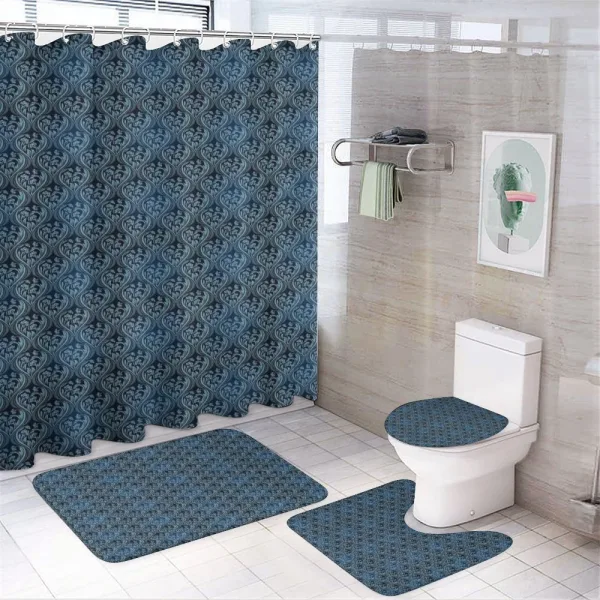 Blue Ornate Flourish on a shower curtain