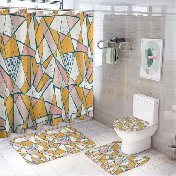 Broken Tile Look Pattern on a shower curtain