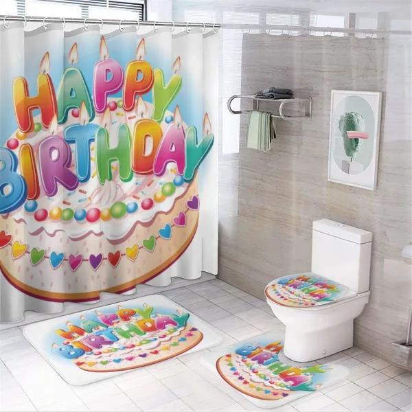 Cake Candles Hearts on a shower curtain