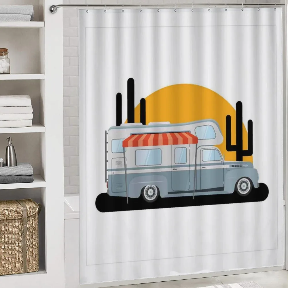 Cartoon Camper Trailer Sunset — Detail 4