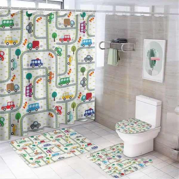 Children on Traffic on a shower curtain