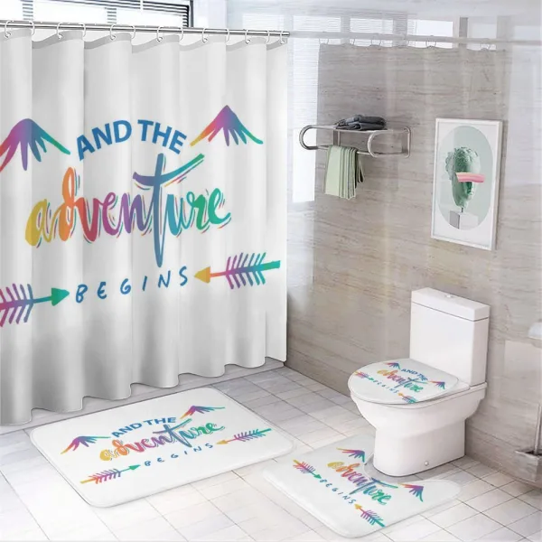 Colorful Retro Words on a shower curtain