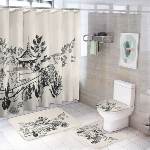 Dali Town Building on a shower curtain