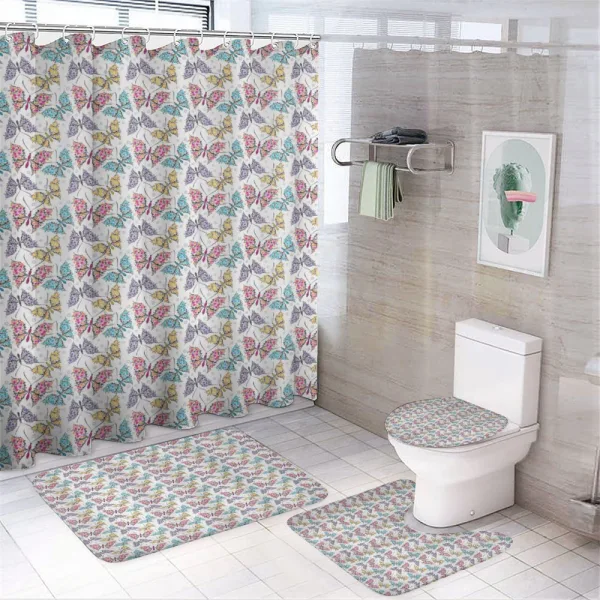 Floral Winged Abstract Insect on a shower curtain