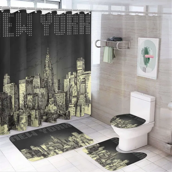 Grunge Empire State NYC on a shower curtain
